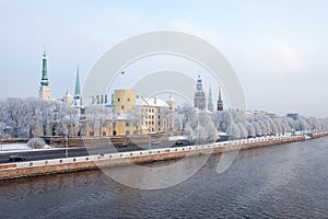 Riga, Latvia. Riga cityscape in winter