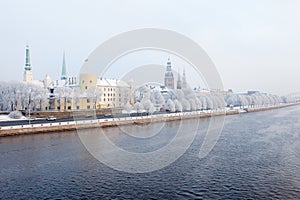 Riga, Latvia. Riga cityscape in winter