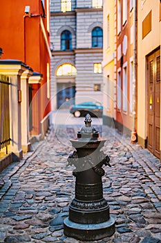 Riga, Latvia. Small Column Pillar Shaft Stake Pile At Torna Street photo