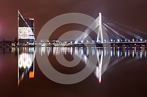 Riga night city photo