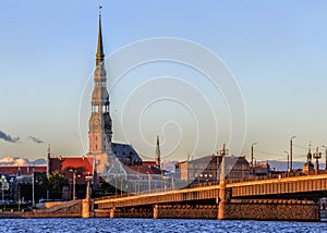 Riga Old Town during sunset time