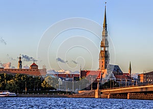 Riga Old Town during sunset time
