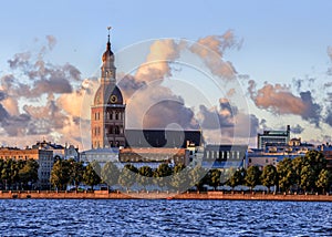 Riga Old Town during sunset time