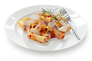 Rigatoni bolognese , italian pasta dish photo