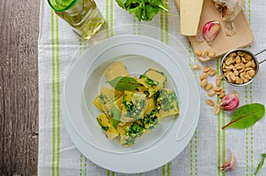 Rigatoni with garlic and herbs pesto