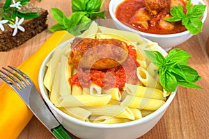 Rigatoni italian pasta with tomato sauce