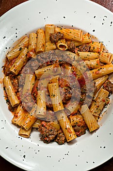 Rigatoni Pasta with Sausage top down