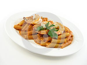 Rigatoni with shrimp