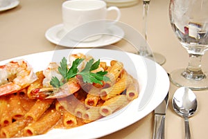 Rigatoni with shrimp photo
