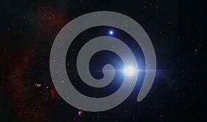 Rigel star and nebula 3d illustration background