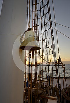 Rigging on the barkentine, Floreana Island, Galapagos Islands photo