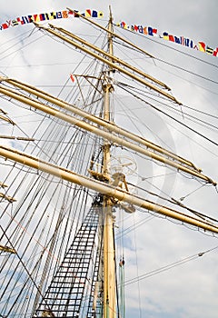 Rigging of big sailing ship