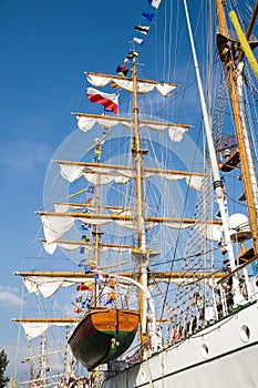 Rigging of big sailing ship