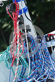 Rigging. Blocks and colour cords