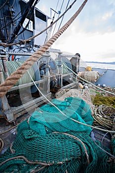 Rigging on the deck of small fishing vessel