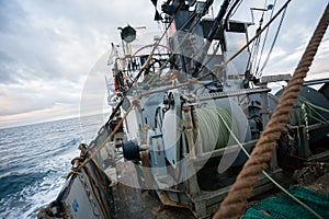 Rigging on the deck of small fishing vessel