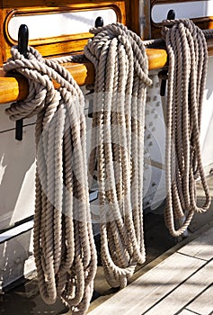 Rigging on old sailing ship