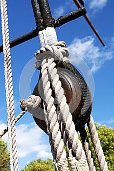 Rigging on old sailing ship