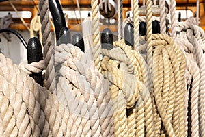 Rigging on old sailing ship