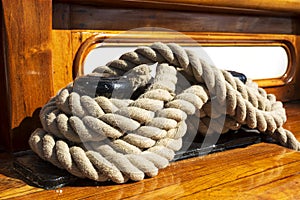Rigging on old sailing ship