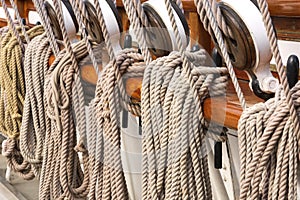 Rigging on old sailing ship