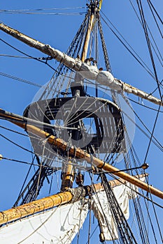 Rigging of a tall ship. photo