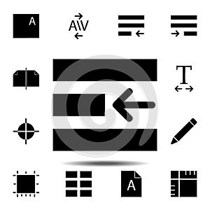 Right alignment, text icon. Simple glyph, flat vector of Text editor set icons for UI and UX, website or mobile application