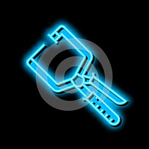 right angle clamp carpenter tool neon glow icon illustration