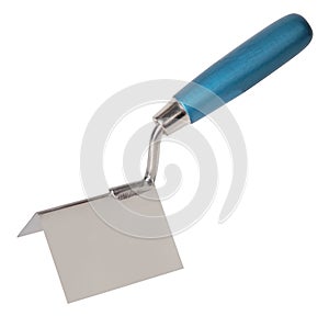Right angle lute trowel for construction industry over white background