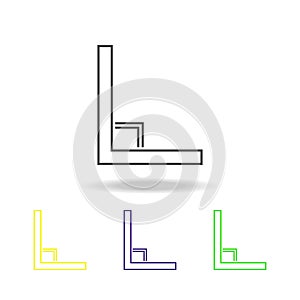 right angle multicolored icons. Thin line icon for website design and app development. Premium colored web icon with shadow on whi