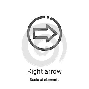 right arrow icon vector from basic ui elements collection. Thin line right arrow outline icon vector illustration. Linear symbol