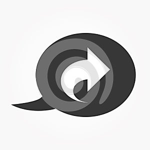Right arrow icon vector. Reply chat icon vector