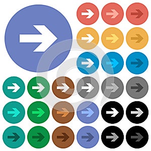 Right arrow round flat multi colored icons