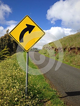 Right Bend Road Sign