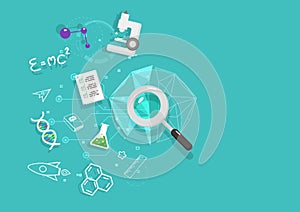 Right brain, mind mapping, thinking logic science concept, flat design and polygon, idea creativity background vector