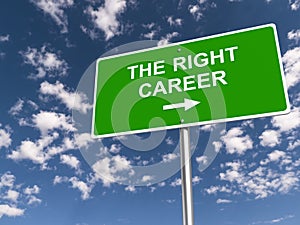 the right career traffic sign on blue sky