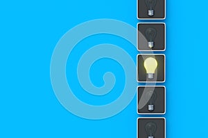 Right conclusion. Glowing light bulb on button