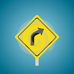 Right curve sign. Vector illustration decorative design