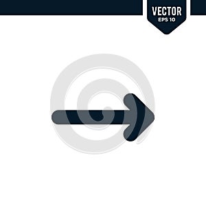 Right direction arrow icon collection in solid color or glyph style