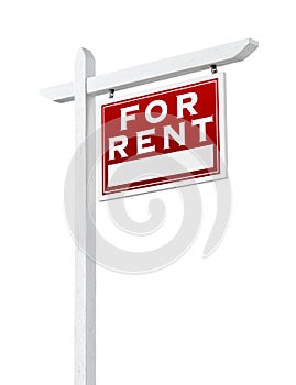 Right Facing For Rent Real Estate Sign Isolated on White