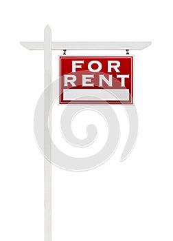 Right Facing For Rent Real Estate Sign on White