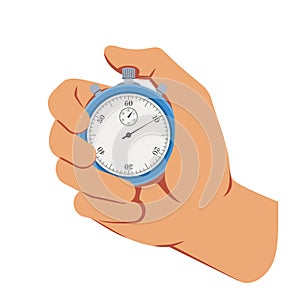 Right Hand Holding Stopwatch. Deadline, Punctuality, Time Management, Productivity and Optimization Concept