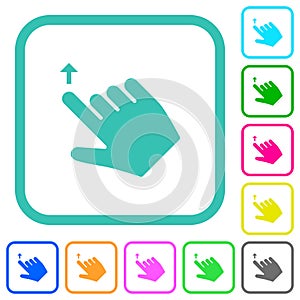 Right handed move up gesture vivid colored flat icons
