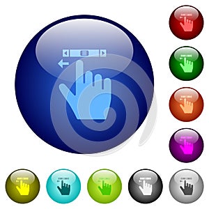 Right handed scroll left gesture color glass buttons