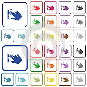 Right handed scroll up gesture outlined flat color icons
