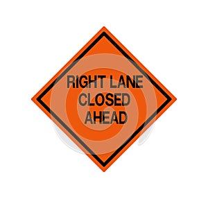 Right Lane Closed Ahead Traffic Road Sign ,Vector Illustration, Isolate On White Background Icon