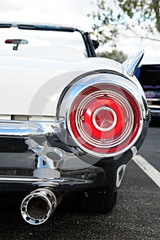 Right rear view of white sports car