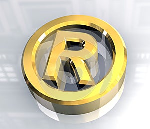 Right reserved symbol in gold - 3d