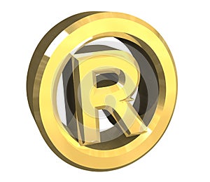 Right reserved symbol in gold - 3d