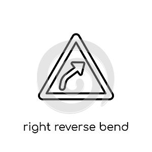 Right reverse bend sign icon. Trendy modern flat linear vector R